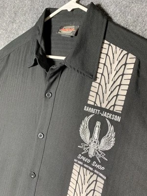 Barrett Jackson Men's Black Short Sleeve Shirt XL Button Up Embroidered Racing - Image 1 of 4