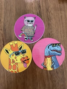 Maxwell And Williams Coasters Cat Dinosaur And Giraffe - Picture 1 of 5