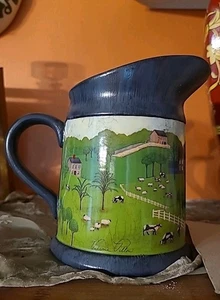 Americana Krug der Bauernhofszene, Valerie Kissen Keramik, 6 1/2 Zoll - Bild 1 von 11