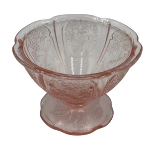 Jeannette Glass Pink Depression 1930's Cherry Blossom Sherbet Dish - Picture 1 of 4