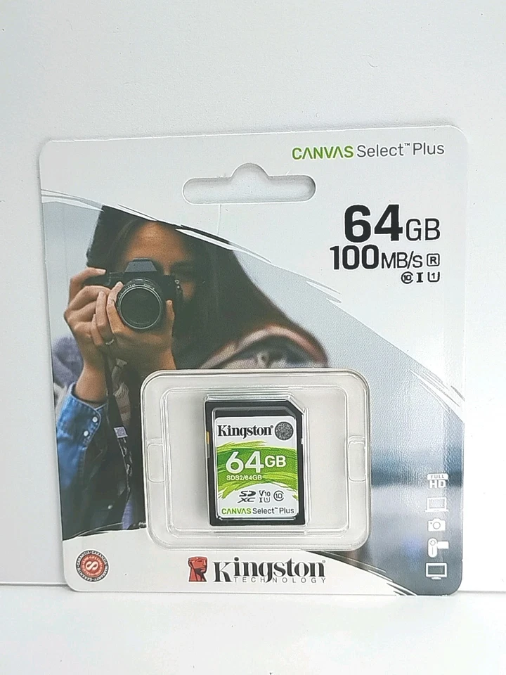 64GB Kingston Canvas Select Plus SD Card Class 10 V10 UHS-I High Speed (SDS2/64) - Image 1 of 2