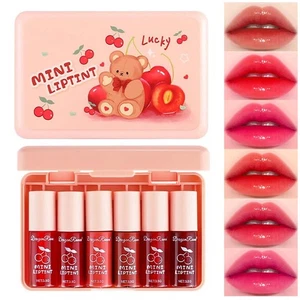Juego de 6 Colores Tinte Labial Tinte Coreano Brillo Labial, Tinte Labial Relleno Mini Labios Líquidos - Imagen 1 de 5