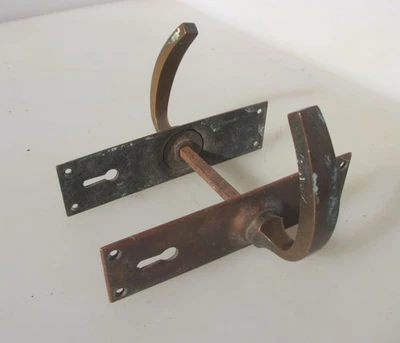 Vintage Brass Lever Door Handles Old Antique Art Deco - Image 1 of 4