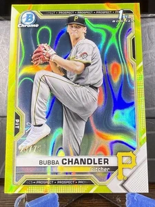 š„2021 Bubba Chandler Bowman Draft Chrome Yellow Lava Refractor #BDC-41 23/75š„ - Picture 1 of 2