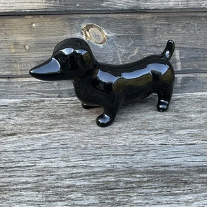 Raro cane bassotto Weiner in ceramica nera pezzo da collezione 11”x3”x6” - Foto 1 di 14