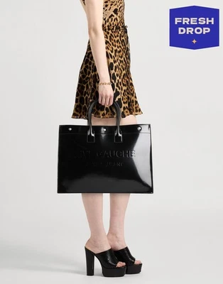 RRP€2400 SAINT LAURENT Rive Gauche Leather Tote Bag Large Logo Made in Italy - Image 1 of 4