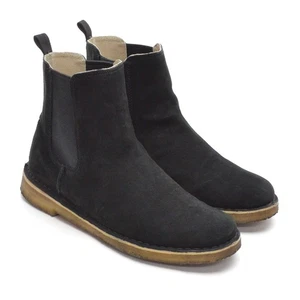 Ladies Clarks Desert Peak Chelsea Boots 40 / 9 M Black Suede Crepe Sole Shoes - Imagen 1 de 7
