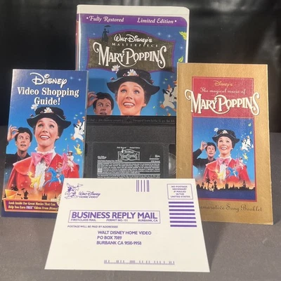 Disney’s - Mary Poppins (Masterpiece Collection VHS w/ Inserts) Free Shipping - Image 1 of 4