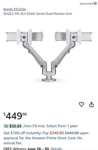  Two (2)Edge2 MSSLV Dual Monitor Mount Top Of The Line Must Sell.  Total of 2 - Picture 1 of 5