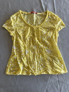 Boden Women Floral Ruffle Button Down Top Size 8 Short Sleeve Yellow - Picture 1 of 8