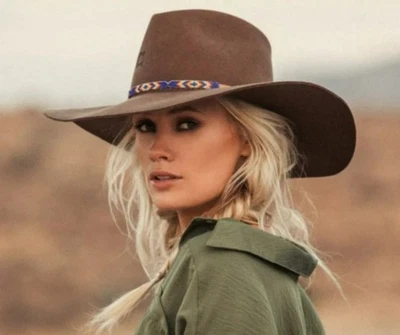 Charlie 1 Horse Womens Gypsy Beaded Band Acorn Wool Felt Cowboy Western Hat Sz L - Image 1 of 4