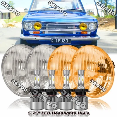 4Pcs For Datsun 620 Pickup 1972-1974 DOT 5-3/4 5.75" inch H4 LED Headlights - Image 1 of 4