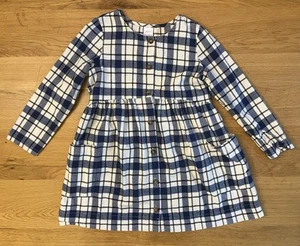 Hanna Andersson Navy Blue Flannel Button Dress, Size 130cm | US 8 Long Sleeve - Picture 1 of 7