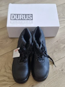 CHUKKA SAFETY WORK BOOT LEATHER STEEL TOE CAP BLACK SIZE 7 - Picture 1 of 4