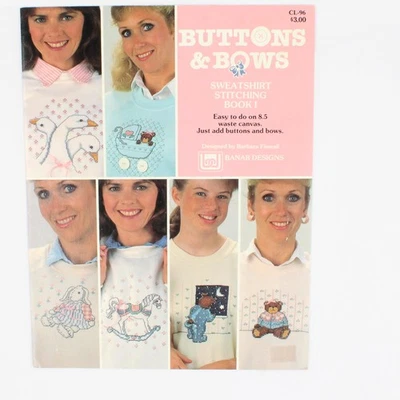 Buttons & Bows Sweatshirt Stitching Book 1 by Barbara Finwall 1988 Booklet - Image 1 of 4