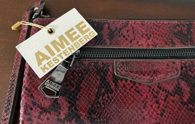 AIMEE KESTENBERG Melville Pouch Wristlet  Ruby Snakeskin Color NWT READ MORE - Image 1 of 4