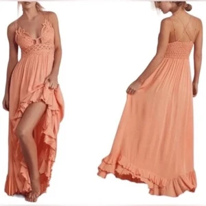 Free People Adella Slip Maxi Dress Womens Bralette Strappy Pretty Peach Sz S NWT - Picture 1 of 10