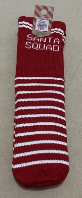 SANTA SQUAD CHRISTMAS RED TEDDY FLEECE LINED SLIPPER SOCKS NEW UK 4/8 - Image 1 of 4