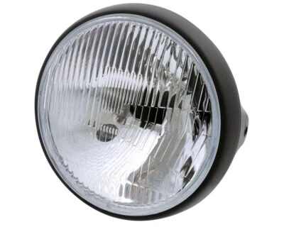 Scheinwerfer Motorrad British-Style matt schwarz, 7 Zoll, H4, Standlicht Ersatz - Bild 1 von 4