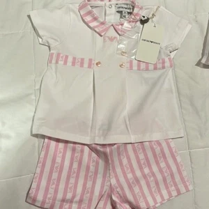Armani BABY GIRL LOGO 2 PIECE OUTFIT SET NWT 6 MONTHS - Picture 1 of 12