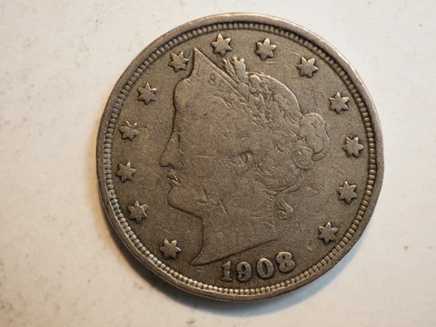1907 LIBERTY HEAD 5 CENTS *(AKA V NICKEL)* - FREE SHIPPING! - A1732 Cover