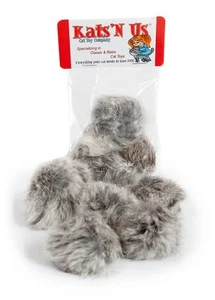 Real Rabbit Fur Pom Pom Cat Toy - 10 Pak - Picture 1 of 4