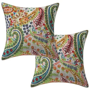 New Home Decor Paisley Kantha 16 x 16 in Pillow Cover Case Cushion Room - Picture 1 of 5