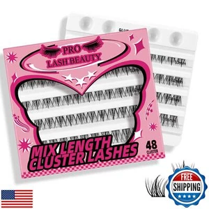 PRO Lash Clusters, 48 Pcs Individual Cluster Lashes DIY Lash Extension 10-16m - Picture 1 of 5