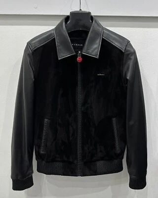 Kiton Genuine Suede Black Premium Leather Men's Luxury Bomber Jacket - Image 1 of 4
