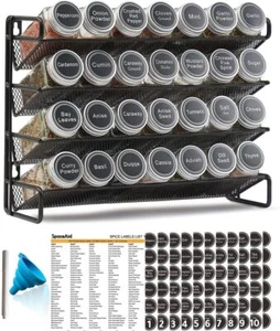 Spice Rack Organizer with 28 Spice Jars, 386 Spice Labels - Picture 1 of 5
