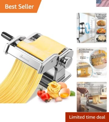 Stainless Steel 180 Roller Pasta Maker with Cutters - Ideal for Spaghetti & More - Image 1 of 4