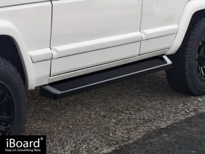 Escalones laterales iBoard negros premium de 6" aptos para Jeep Cherokee 84-00 4 puertas Foto 1 de 4