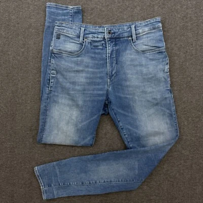 Jeans masculino G Star cru 36x34 azul D-STAQ 3D jeans fino lavagem média elástica - Imagem 1 de 4
