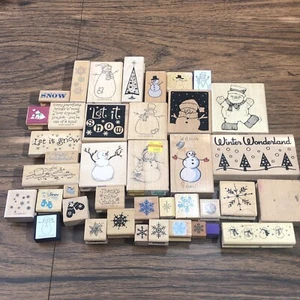 Lot 40 Rubber Stamps Snowman SNOWFLAKES Winter Wonderland Let it Snow Stampin Up - Picture 1 of 15