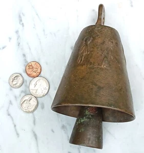 OTTOMAN BELL antique bronze wheat sculpture sheep goat camel vtg grain farm cow - Picture 1 of 9