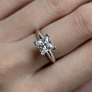 Princess Cut Moissanite 2.00 Ct White Engagement Ring knife edge shank ring - Picture 1 of 5