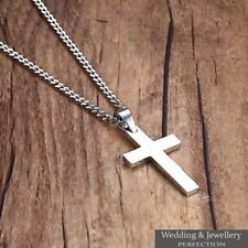 Mens Chain Necklace Silver Cross Pendant Rosary Jesus Men's Stainless Steel Love