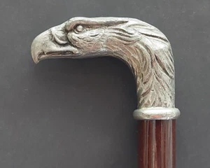 Dress Cane with metal Eagle head handle and mahogany coloured stick - Picture 1 of 13