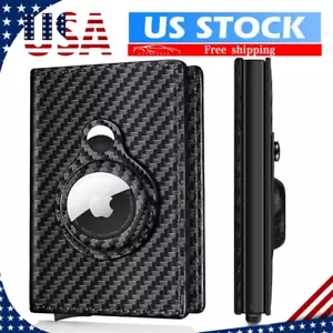 Portafoglio Uomo con Porta AirTag Slim Minimalista Blocco RFID Smart Wallet US- - Foto 1 di 7