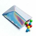 4x6in Glossy Silver Holographic Foil Mylar Open Top Pouch Bag with Desiccant