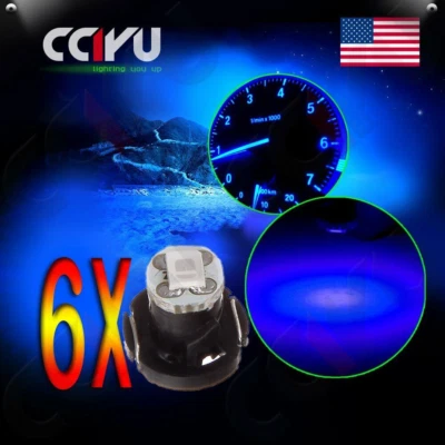 6PCS Blue 2835 1SMD LED T4/T4.2 Neo Wedge A/C Climate Control Panel Light Lamps - Image 1 of 4