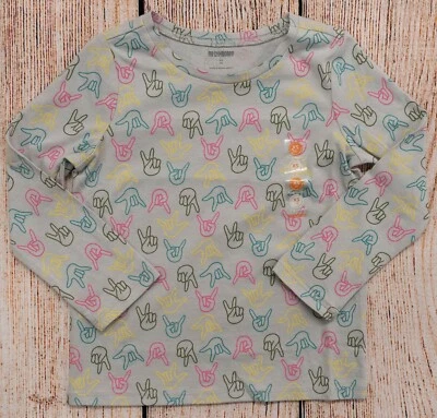 Girls Sz XS (4) Gymboree Top Sign Language Gray/Grey NWT - 241931531 - Image 1 of 3