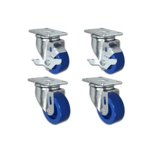 3" Vollrad aus Polyurethan | 2 Wirbel mit Bremsen & 2 Wirbel | 4er Set  - Bild 1 von 2