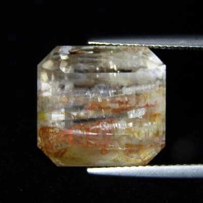 Impresionante piedra preciosa Brasil 22,08 quilates rutilo natural topacio blanco corte esmeralda Ref-VDO Foto 1 de 4