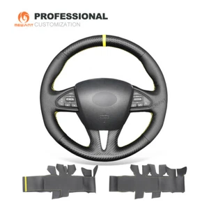 Cubierta de volante de fibra de carbono PU de cuero genuino para Infiniti Q50 QX50 2015 - Imagen 1 de 12
