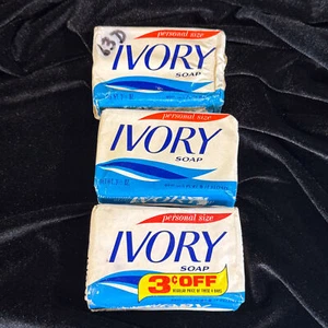 Vtg NOS Ivory Soap Personal Size Lot of 3 Bars Blue Label 3¢ Off Wrapper USA #69 - Picture 1 of 4