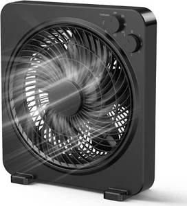 Box Fan, 13 Inches Desk Fan, Powerful Airflow Table Fan with 3 Speeds, 120 Min T - Picture 1 of 8