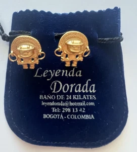 Orecchini Pre Colombia Gioielli Leyenda Dorada Placcati Oro 24K Bogotà - Foto 1 di 8