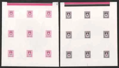Набор Kiribati Postage Due 1981, два КОМПОЗИТНЫХ МАСТЕР-ЛИСТА розового и черного цветов - Изображение 1 из 2