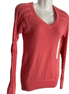 SO Authentic American Heritage Sweater – Size M – Coral Pink V-Neck Pullover - Picture 1 of 11